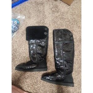 UGG AUSTRALIA Over the Knee Bailey Sparkles Black Sequin Boots WOMEN SIZE 8 🔥